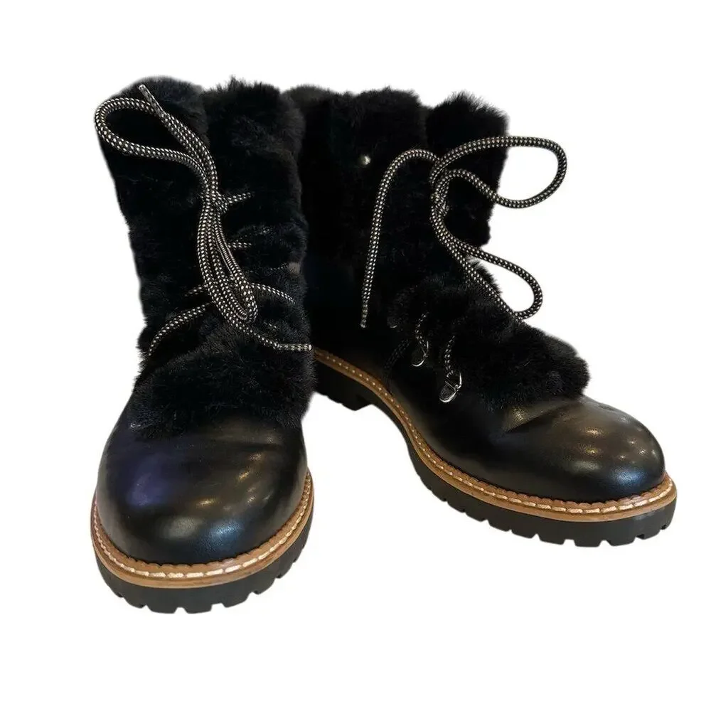 INC Women's Black Faux‎ Fur Ankle Boots Size 11 Winter Casual - Picture 3 of 11